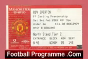 Manchester United v Everton 2001 – Match Ticket