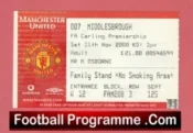 Manchester United v Middlesbrough 2000 – Football Ticket