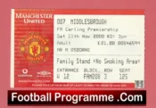 Manchester United v Middlesbrough 2000 – Football Ticket
