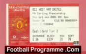 Manchester United v West Ham United 2001 – Football Ticket