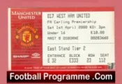 Manchester United v West Ham United 2000 – Match Ticket