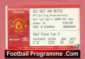 Manchester United v West Ham United 2000 – Match Ticket