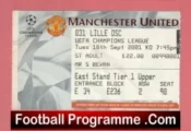 Manchester United v Lille 2001 – Match Ticket