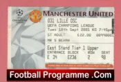 Manchester United v Lille 2001 – Match Ticket