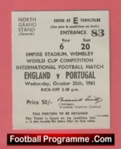 England v Portugal 1961 – Match Ticket Bobby Charlton + Eusebio