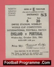 England v Portugal 1961 – Match Ticket Bobby Charlton + Eusebio