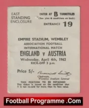 England v Austria 1962 – Football Ticket