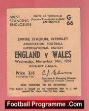 England v Wales 1956 – Football Ticket