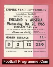 England v Austria 1965 – Football Match Ticket