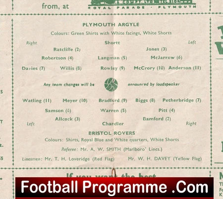 Plymouth Argyle v Bristol Rovers 1955 - Signed Autographed - Image 3
