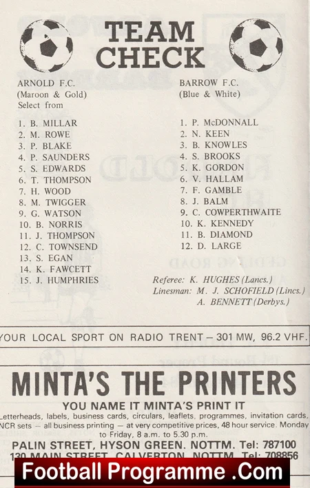 Arnold v Barrow 1984 - FA Trophy - Image 3