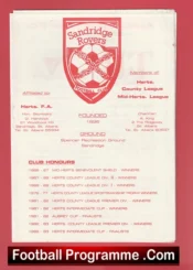 Sandridge Rovers v London Colney 1985 – Herts