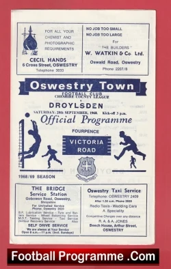 Oswestry Town v Droylsden 1968 - Cheshire County League