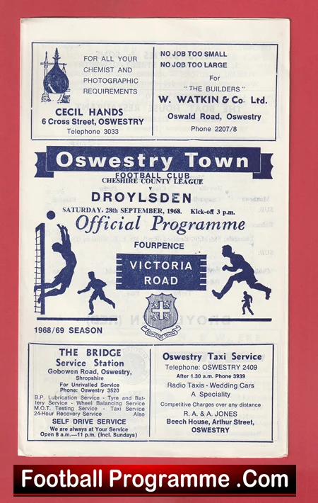 Oswestry Town v Droylsden 1968 - Cheshire County League - Image 2