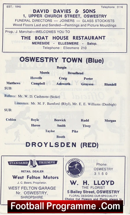 Oswestry Town v Droylsden 1968 - Cheshire County League - Image 3