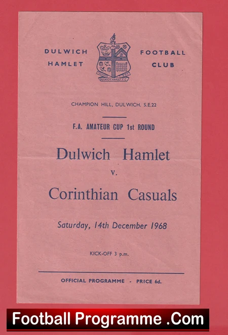 Dulwich Hamlet v Corinthian Casuals 1968 - FA Amateur Cup - Image 2