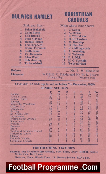 Dulwich Hamlet v Corinthian Casuals 1968 - FA Amateur Cup - Image 3