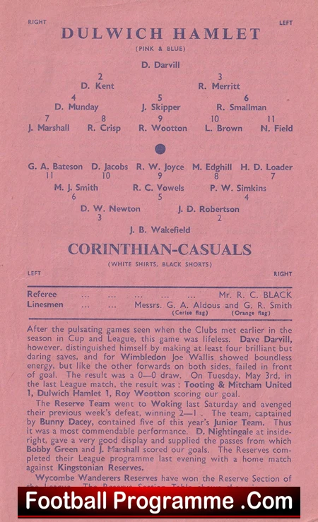 Dulwich Hamlet v Corinthian Casuals 1960 - Thames Semi Final - Image 3