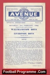 Walthamstow Avenue v Liverpool Boys 1962 – Schoolboys Football