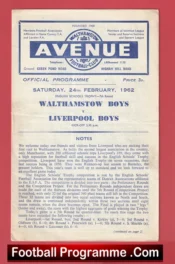 Walthamstow Avenue v Liverpool Boys 1962 – Schoolboys Football