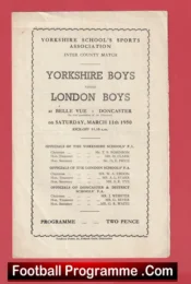 Yorkshire Boys v London Boys 1950 – Schoolboys Doncaster