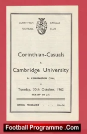 Corinthian Casuals v Cambridge University 1962 – Kennington Oval
