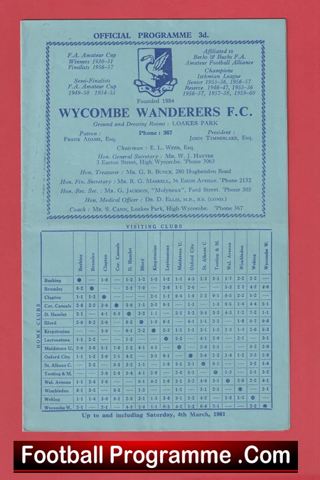 Wycombe Wanderers v Corinthian Casuals 1961 - Image 2