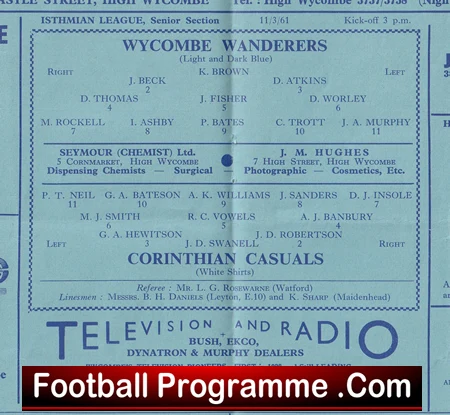 Wycombe Wanderers v Corinthian Casuals 1961 - Image 3