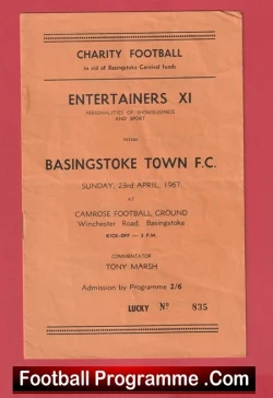 Basingstoke Town v Entertainers X1 1967 - Charity Match Signed