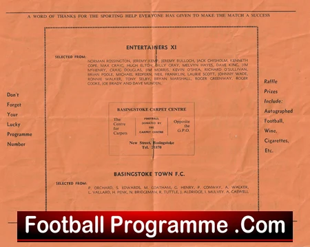 Basingstoke Town v Entertainers X1 1967 - Charity Match Signed - Image 4
