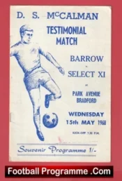 Don McCalman Testimonial Benefit Match Barrow v BPA 1968