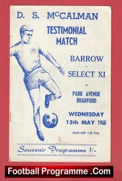 Don McCalman Testimonial Benefit Match Barrow v BPA 1968