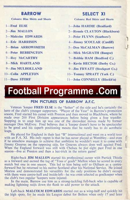 Don McCalman Testimonial Benefit Match Barrow v BPA 1968 - Image 3