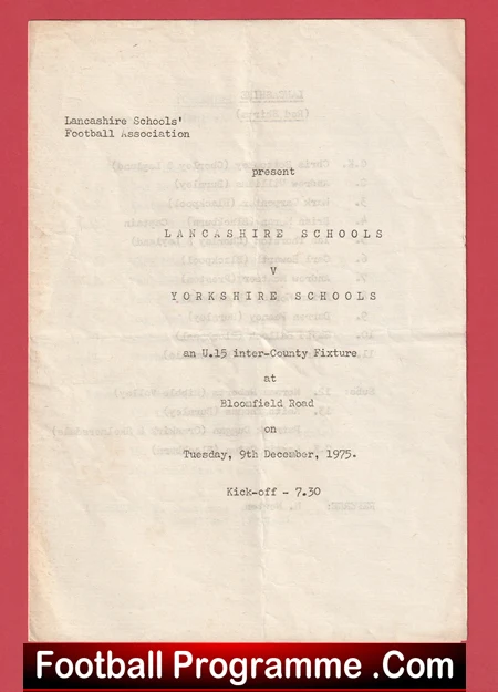 Lancashire v Yorkshire 1975 - Schoolboys Bloomfield Road Blackpool - Image 2