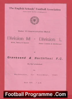 Division M v Division L 1989 - Schoolboys Gravesend Northfleet