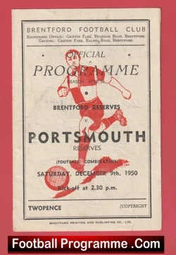 Brentford v Portsmouth 1950 - 50's Programme - football programme