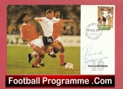 England Football Paul Gascoigne Signed FDC 1990 Gazza - signed programme