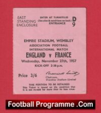 England v France 1957 – Football Ticket Duncan Edwards Last Game