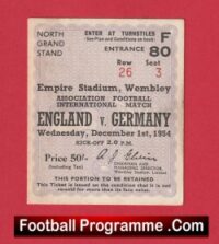 England v Germany 1954 – Football Ticket