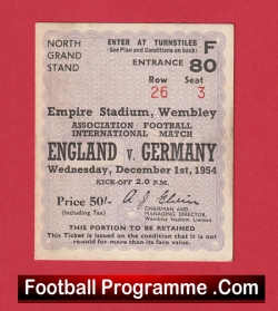 England v Germany 1954 - Football Ticket - football memorabilia