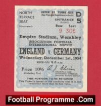 England v Germany 1954 – Match Ticket