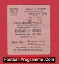 England v Mexico 1961 – Football Ticket Sir Bobby Charlton Hatrick