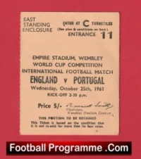 England v Portugal 1961 – Match Ticket Bobby Charlton + Eusebio