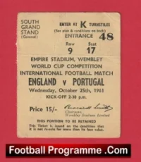 England v Portugal 1961 – Match Ticket Bobby Charlton + Eusebio