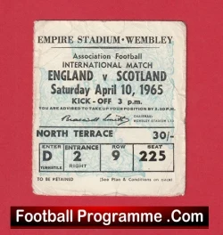 England v Scotland 1965 - Football Match Ticket Wembley - football memorabilia