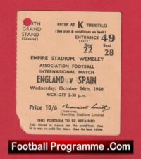 England v Spain 1960 – Football Match Ticket