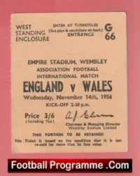 England v Wales 1956 – Football Ticket