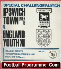 Ipswich Town v England 1975 – Special Challenge Game Youth