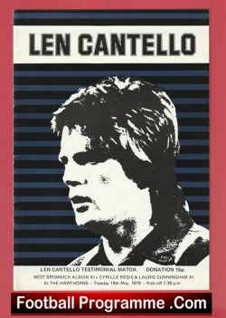 Len Cantello Testimonial Benefit WBA 1979 - First White v Black - football programme