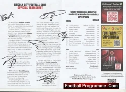 Lincoln City v Manchester United 2025 - Under 21 U21 Multi Signed - football programme
